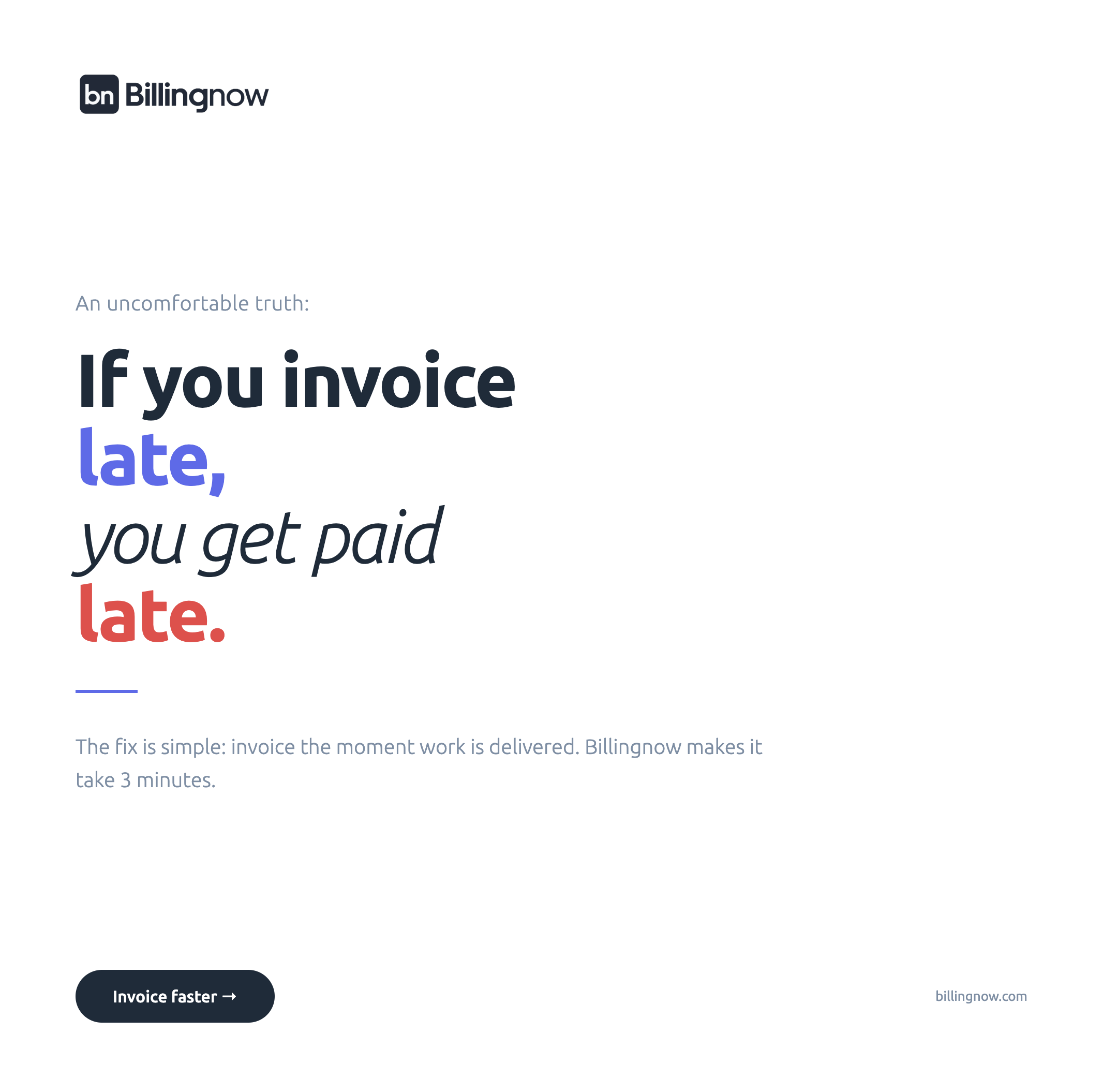 Minimal typographic illustration highlighting that fast, easy invoicing means you get paid faster, with Stripe integration for direct payment links Minimal typographic illustration highlighting that fast, easy invoicing means you get paid faster, with Stripe integration for direct payment links