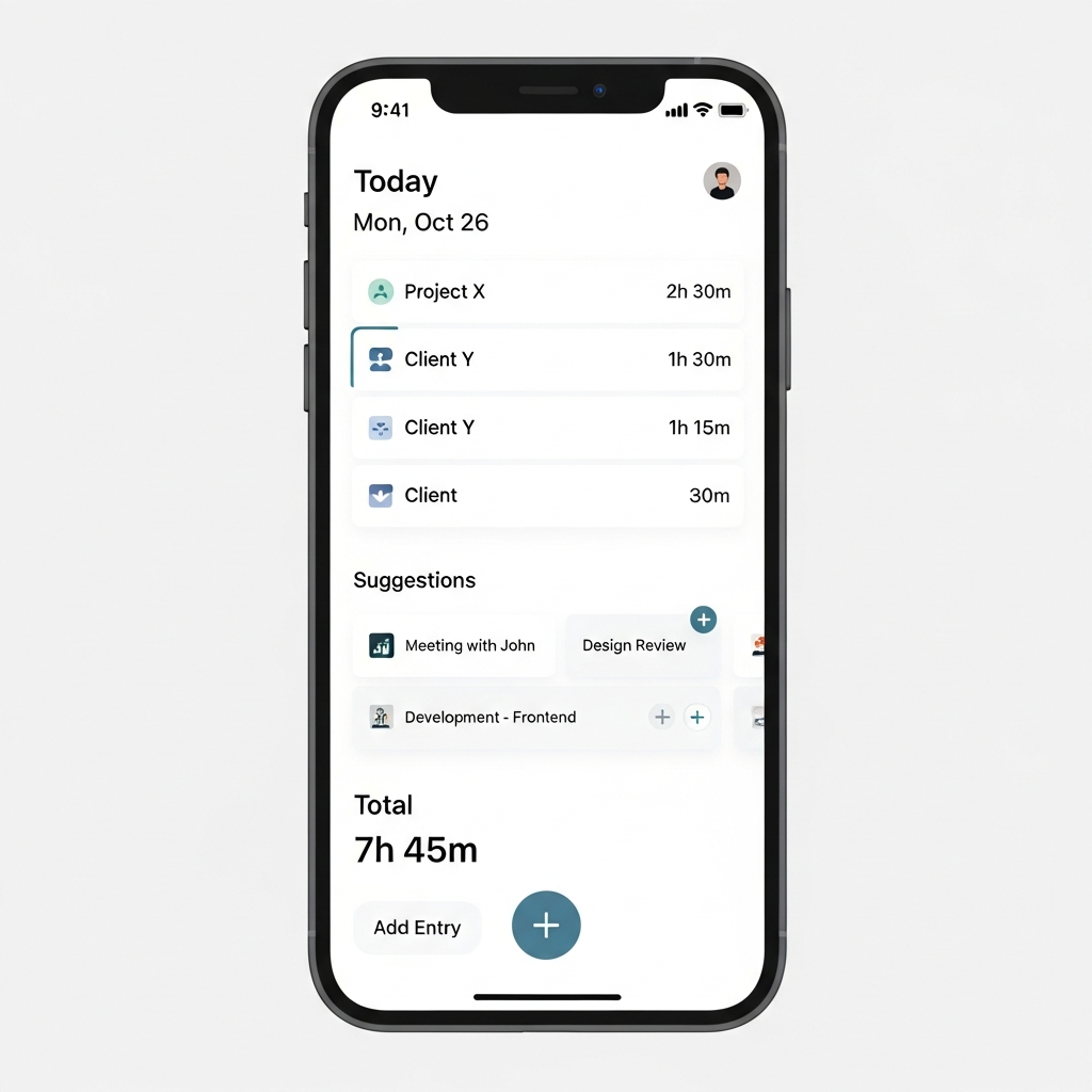 Clean, mobile-first timesheet interface concept