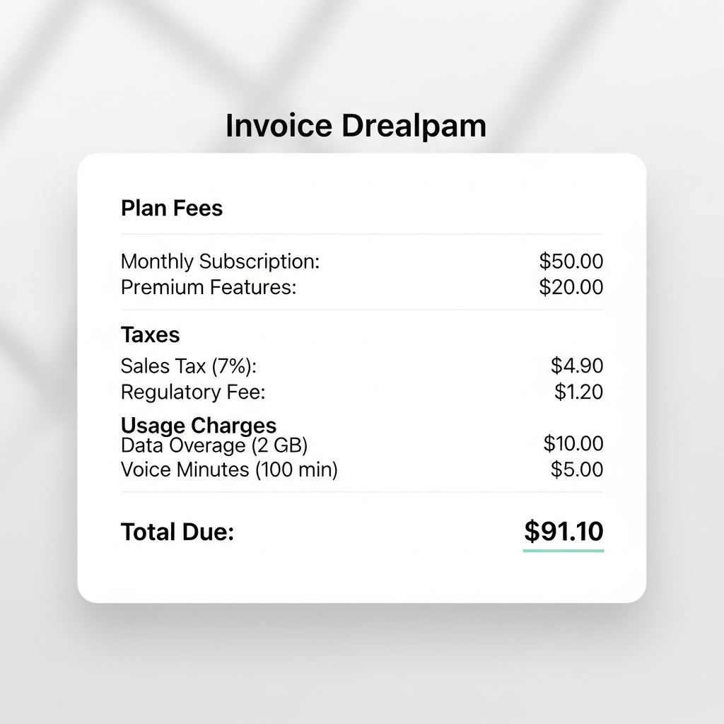 Clean invoice breakdown illustration