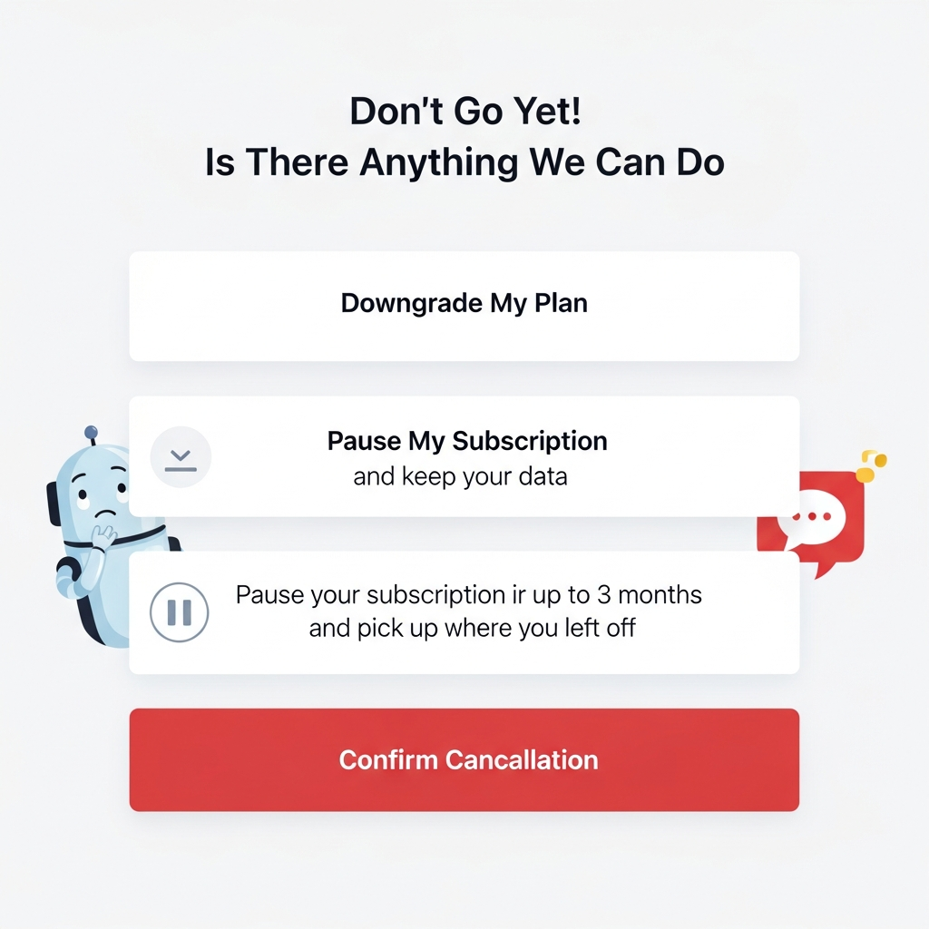 Friendly cancellation screen with clear options
