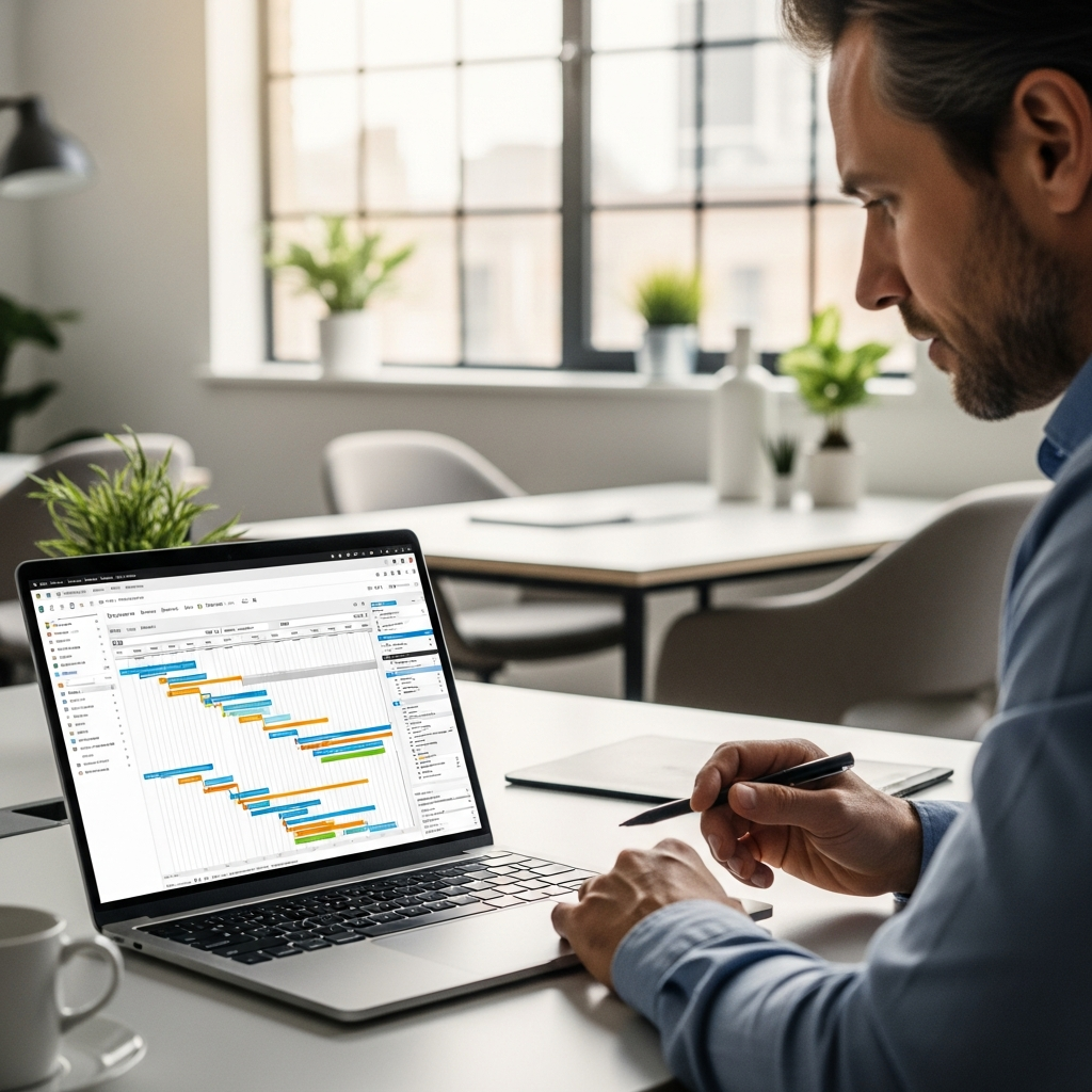 Project manager reviewing time tracking migration plan