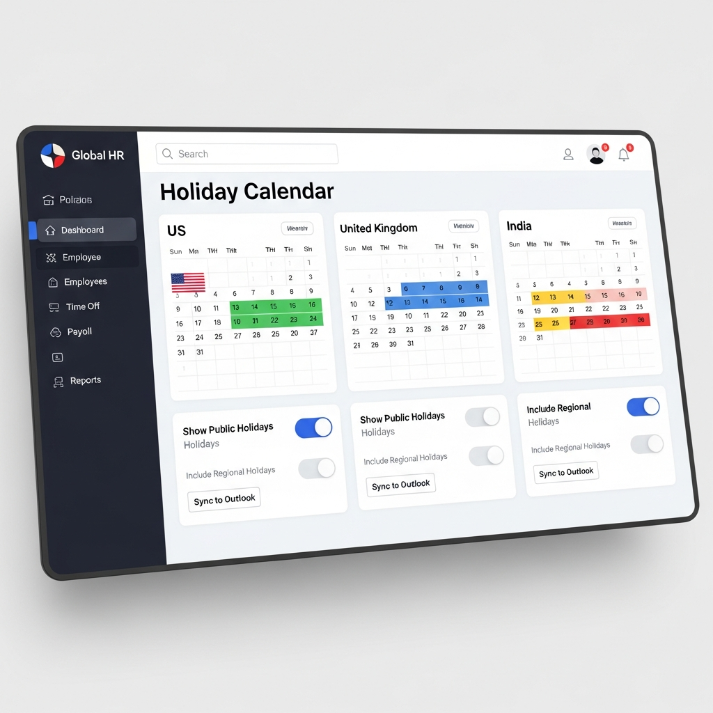 Global holiday calendar settings