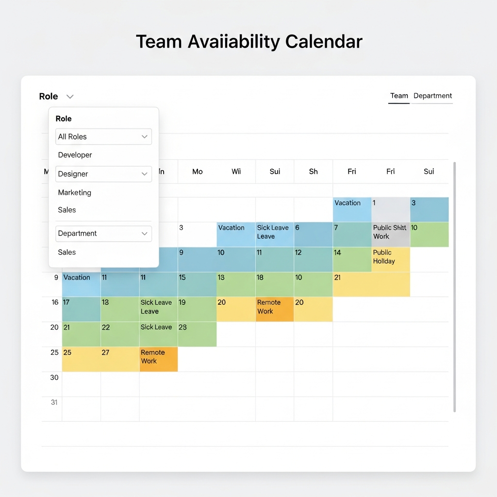 Team schedule calendar